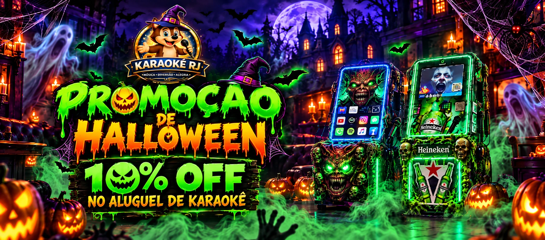 10% off no aluguel de karaokê